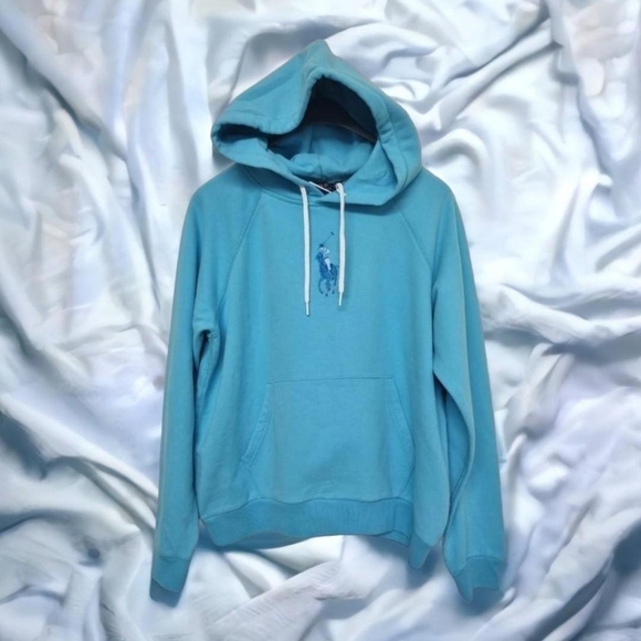 Polo Ralph Lauren Tops - Polo Ralph Lauren Blue embroidered logo hoodie sz xl uk 12/14 Bnwt